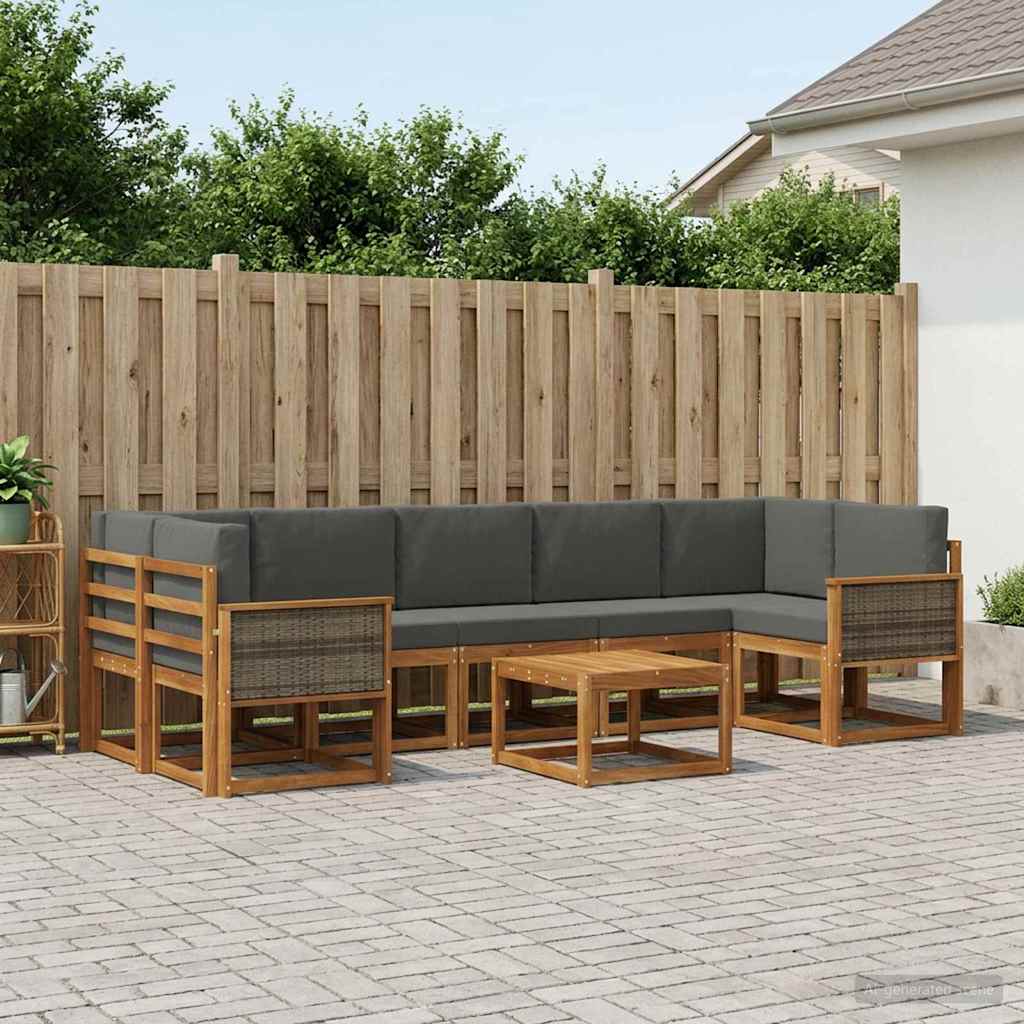 Set vanjskih sofa 6 kom. Prirodna i antracit