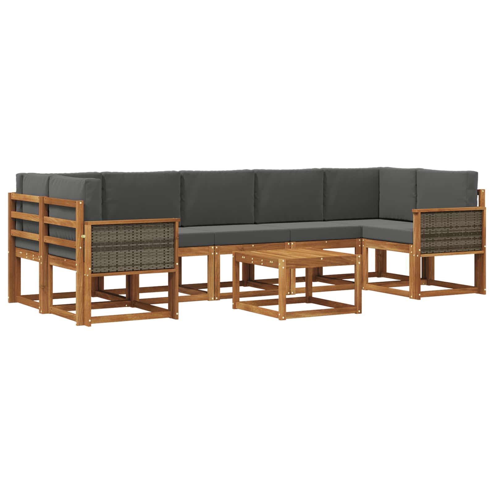 Set vanjskih sofa 6 kom. Prirodna i antracit