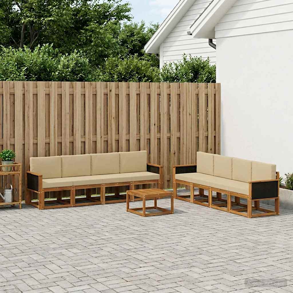 Set vanjskih sofa 9 kom. Prirodna