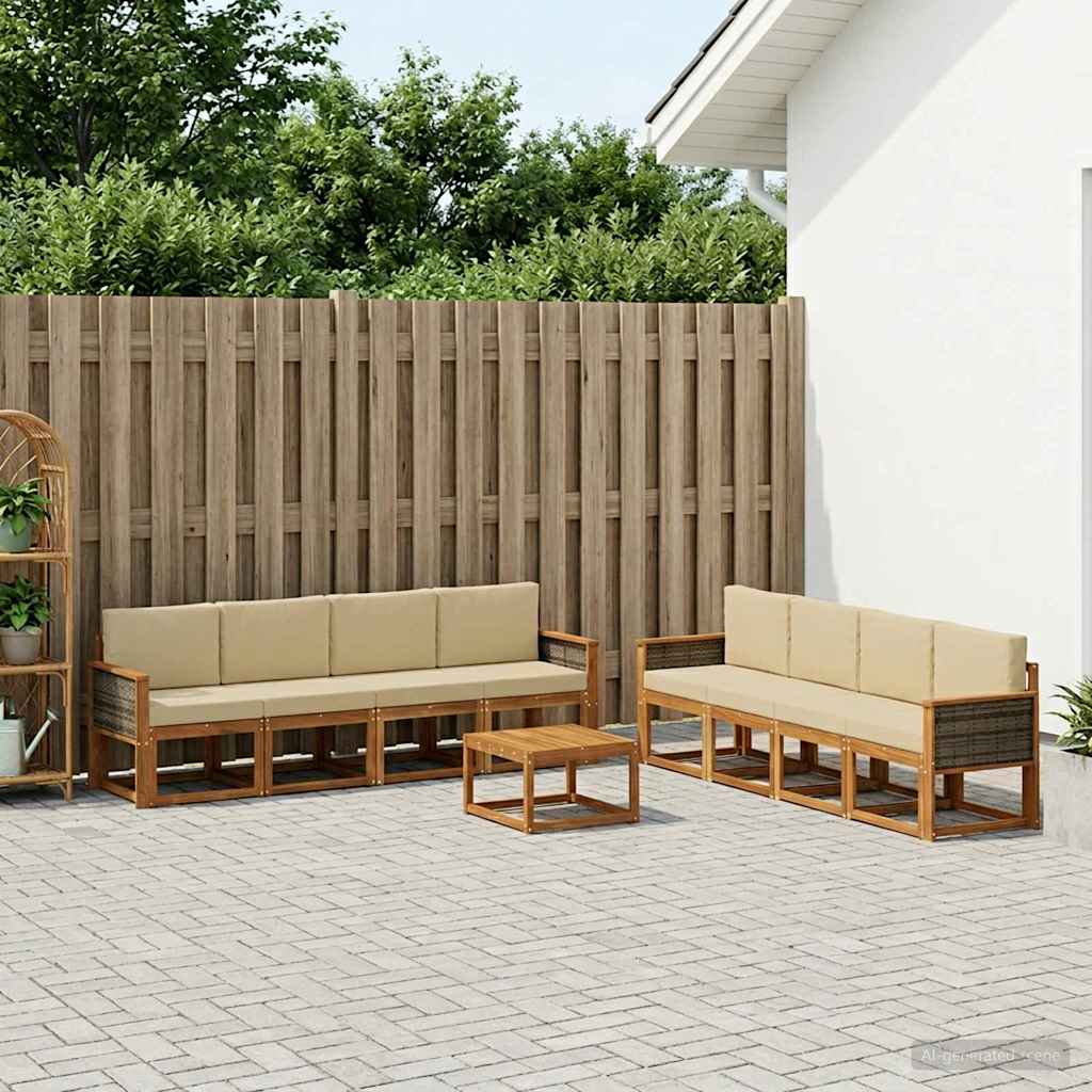 Set vanjskih sofa s jastukom 7 pcs Prirodna