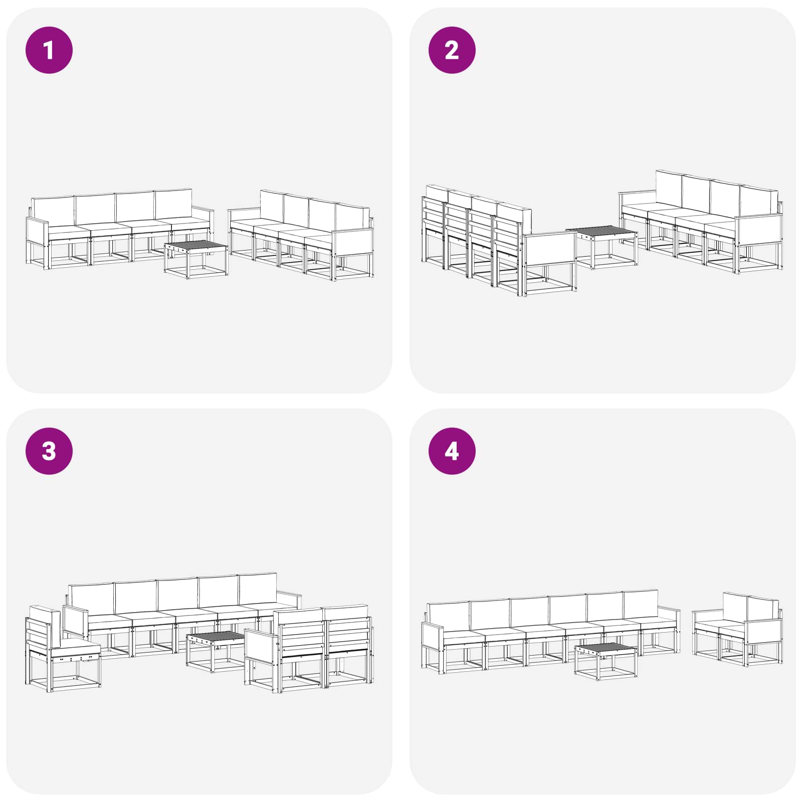 Set vanjskih sofa s jastukom 9 pcs Prirodna i krem Poliester