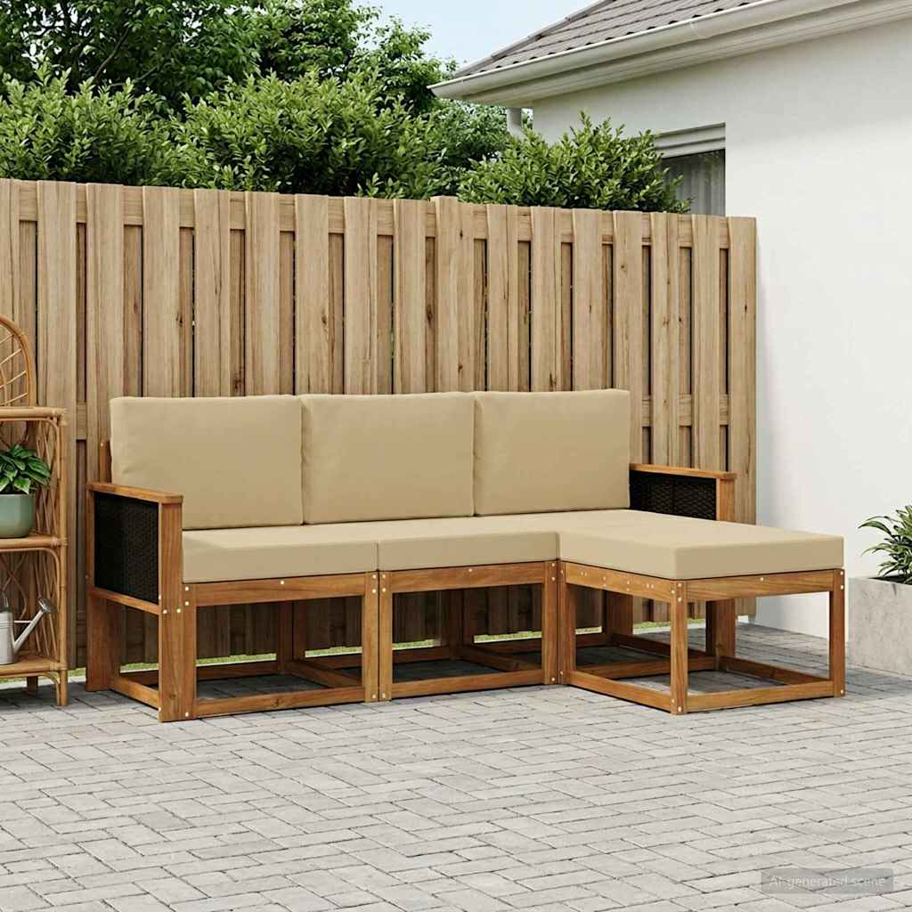 Set vanjskih sofa s jastukom 4 pcs Prirodna
