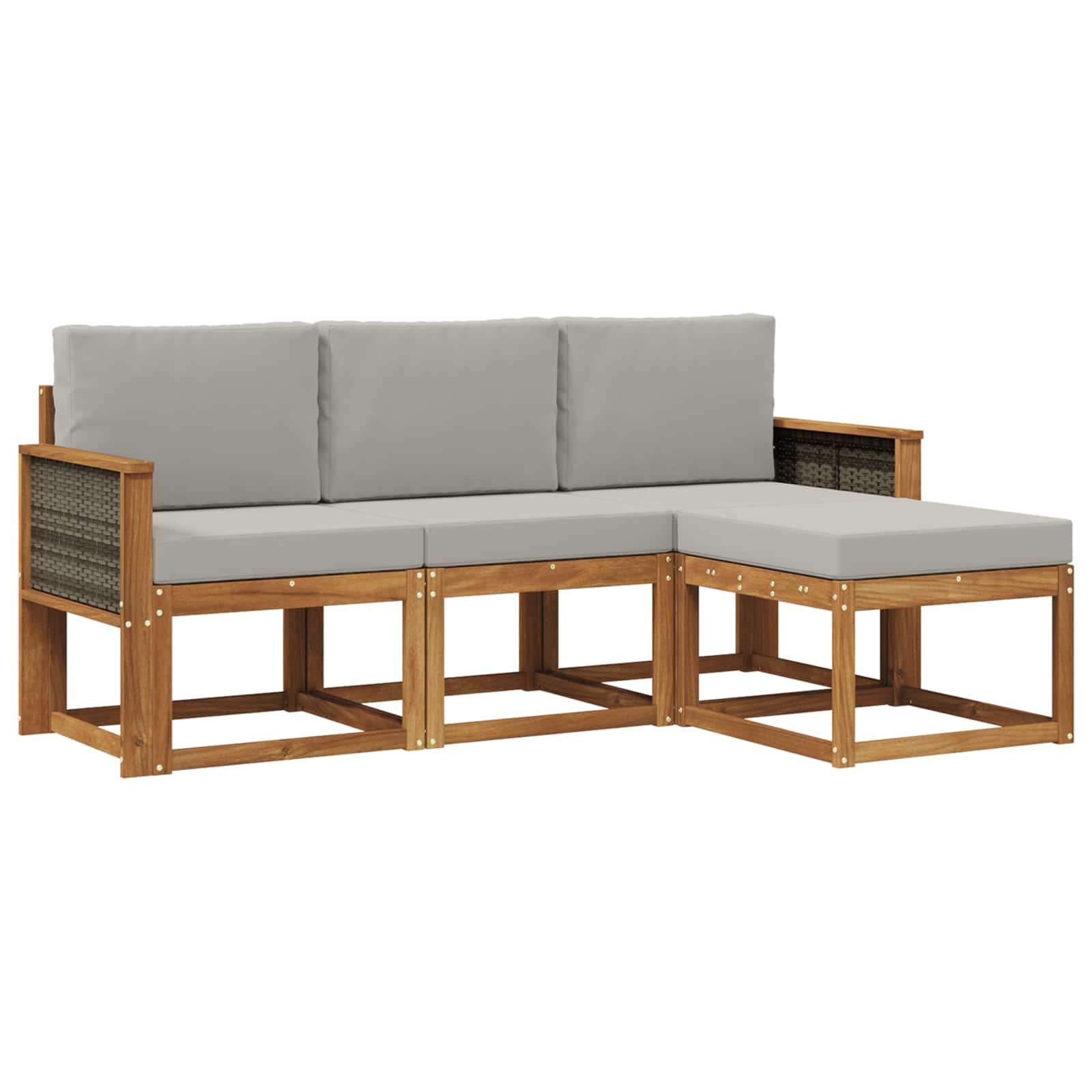 Set vanjskih sofa s jastukom 4 pcs Prirodna i svjetlosiva