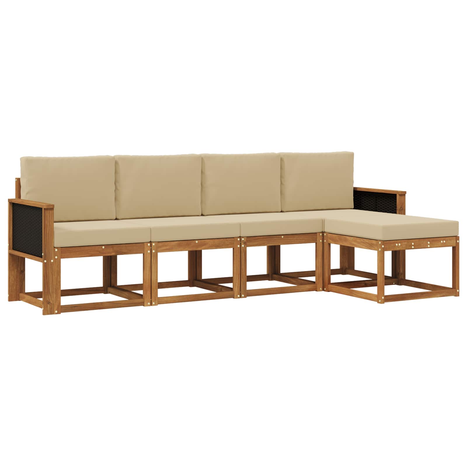 Set vanjskih sofa 5 pcs Prirodna i bež Poliester