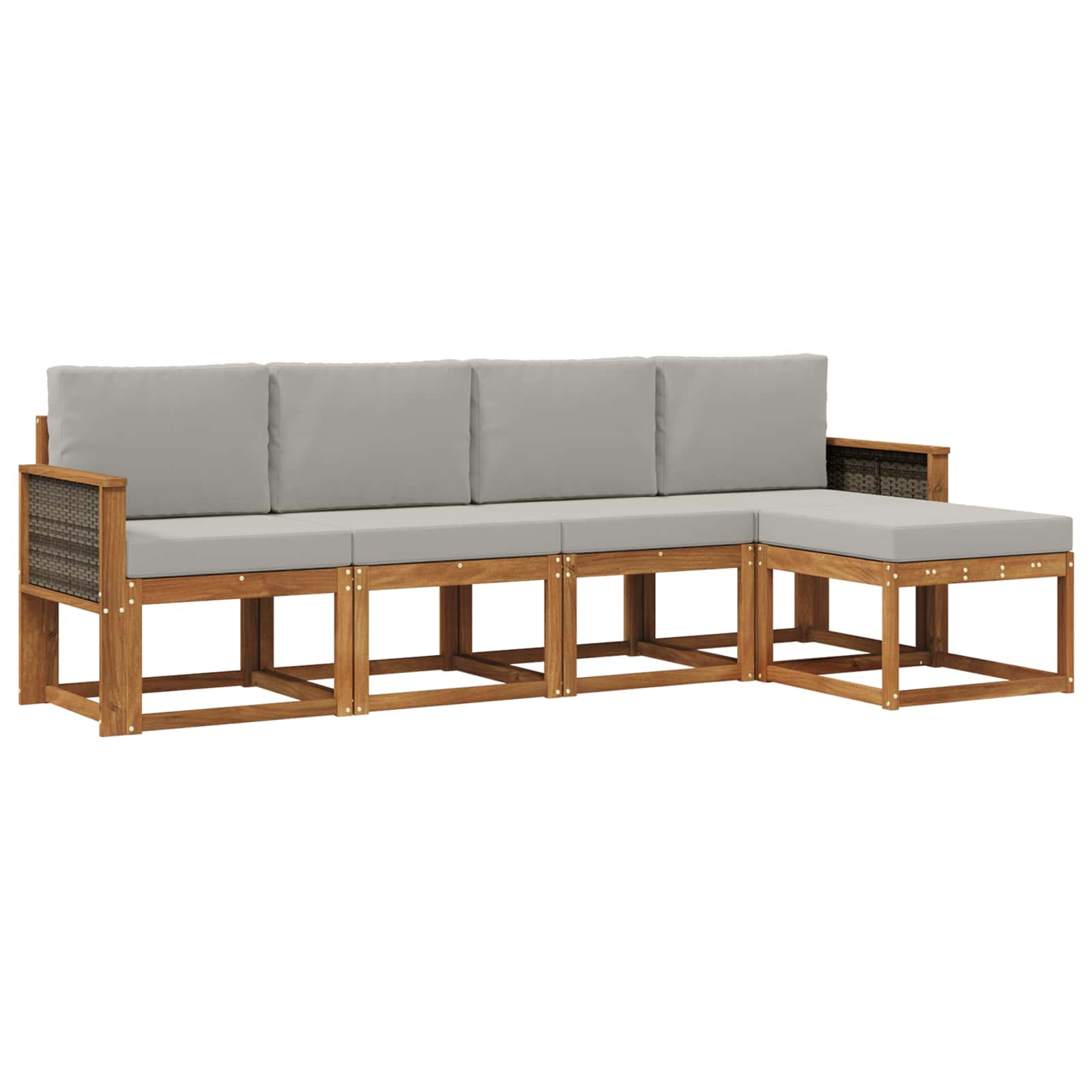 Set vanjskih sofa 5 pcs Prirodna i svjetlosiva Poliester