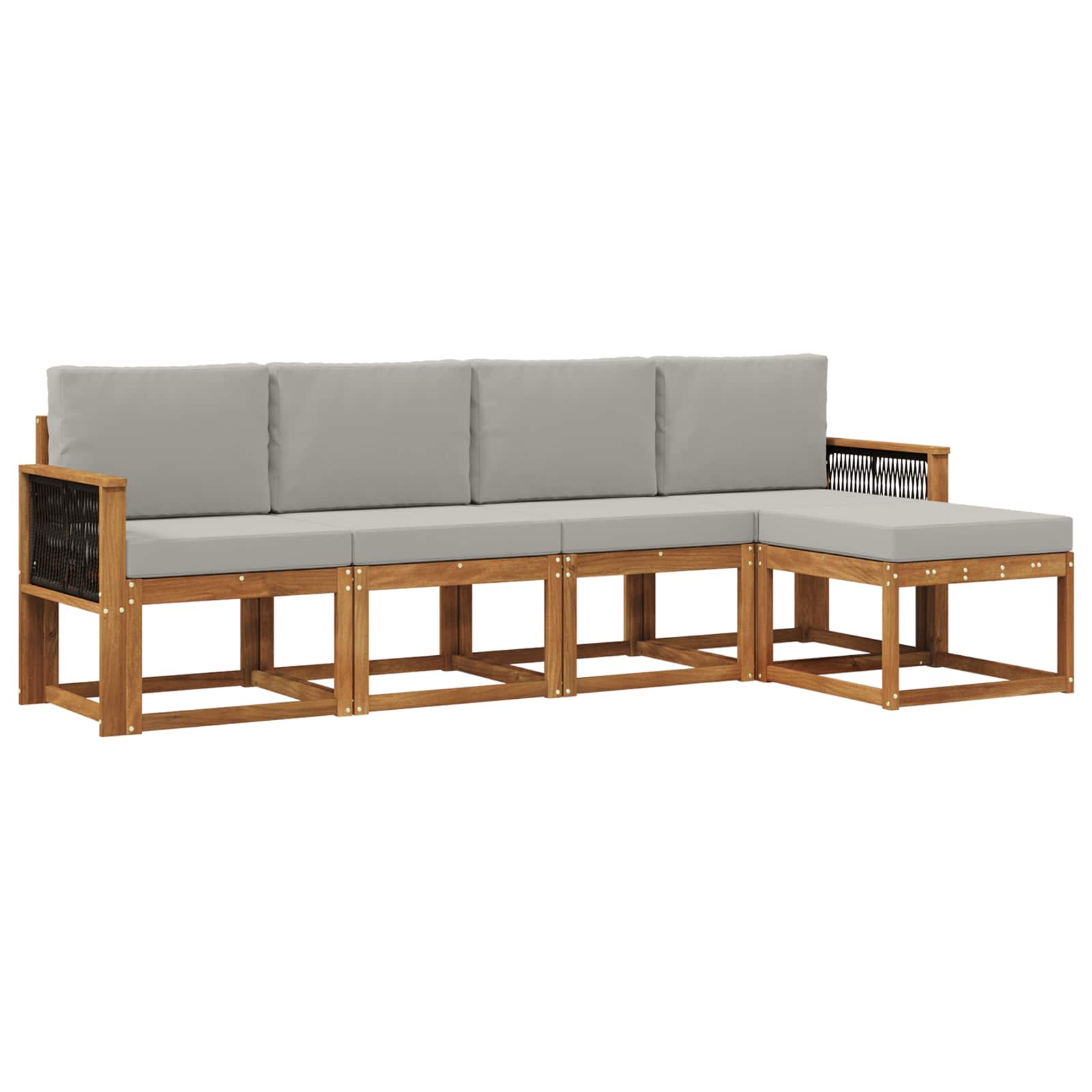 Set vanjskih sofa 5 pcs Prirodna i svjetlosiva Poliester