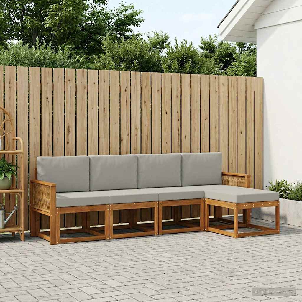 Set vanjskih sofa 5 pcs Prirodna i svjetlosiva Poliester