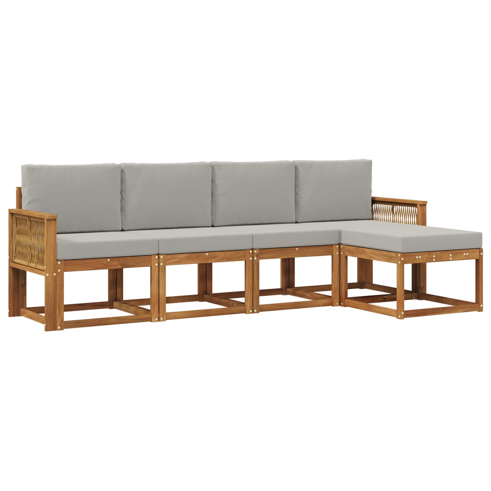 Set vanjskih sofa 5 pcs Prirodna i svjetlosiva Poliester