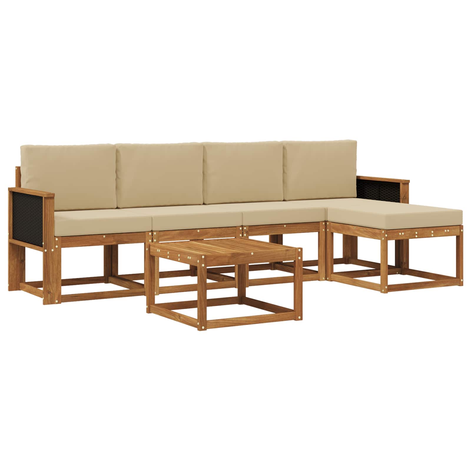 Set vanjskih sofa s jastukom 6 pcs Prirodna i bež Poliester