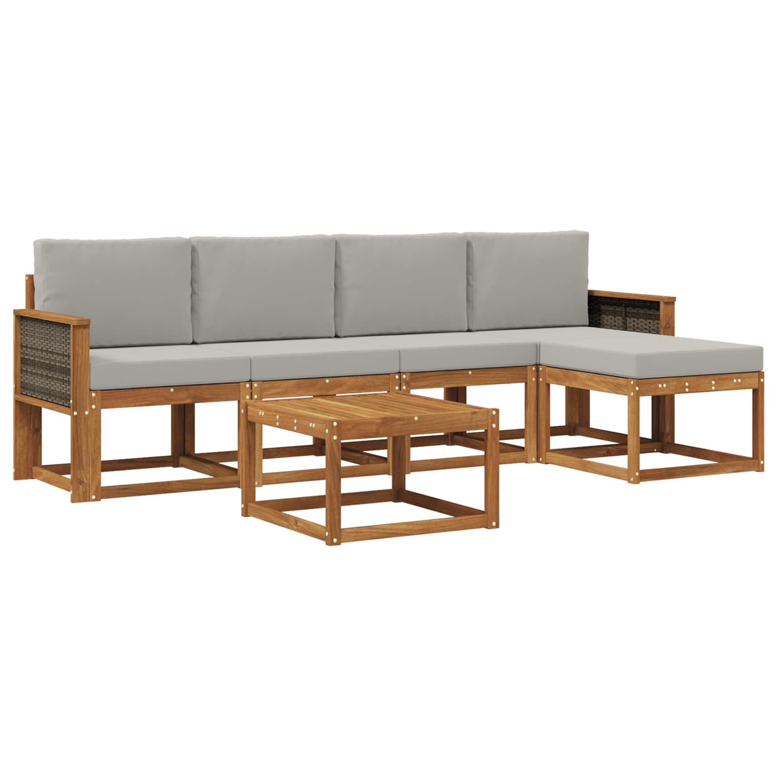 Set vanjskih sofa 6 pcs Prirodna i svjetlosiva Poliester
