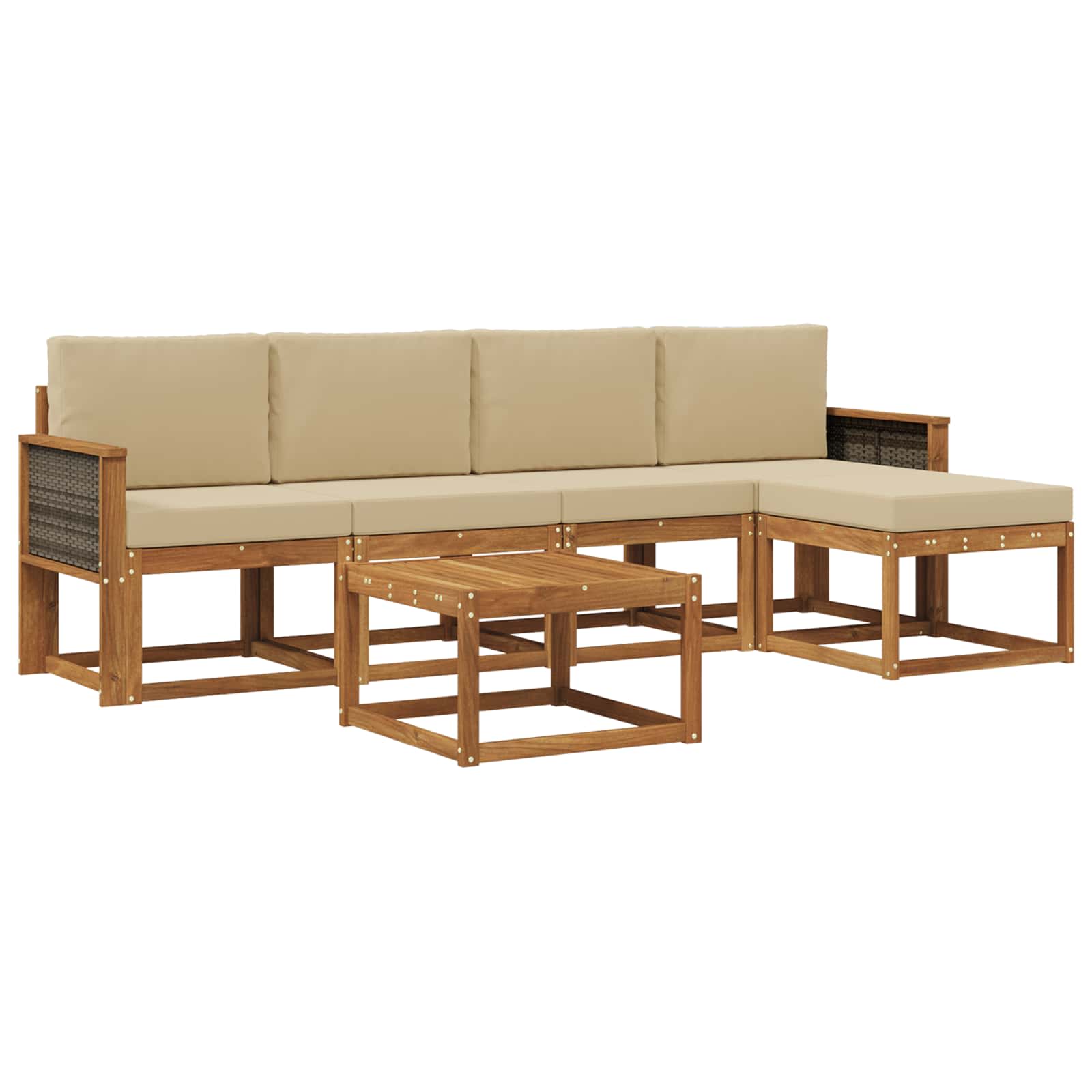 Set vanjskih sofa s jastukom 6 pcs Prirodna i bež Poliester
