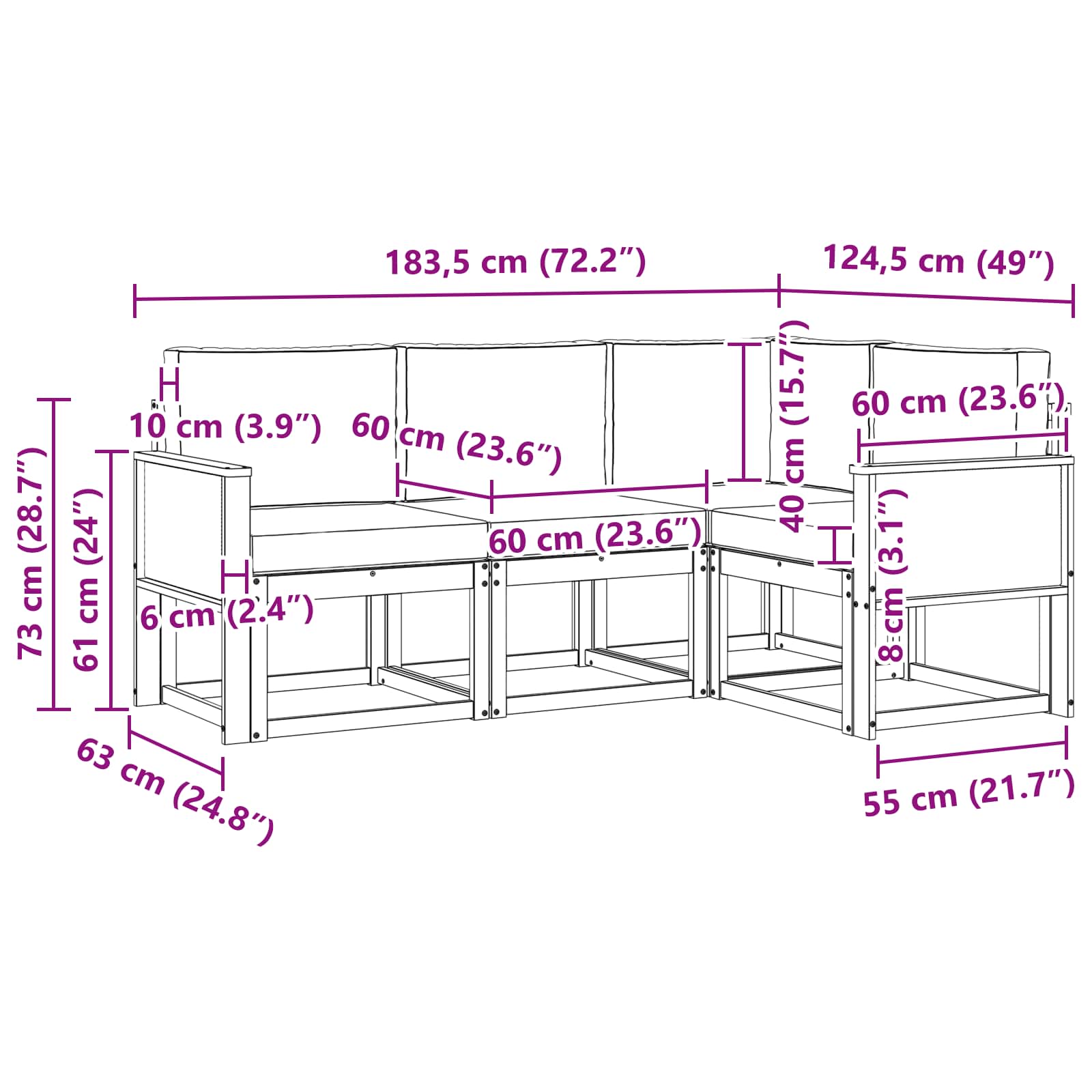 Set vanjskih sofa 4 pcs Prirodna i svjetlosiva Poliester