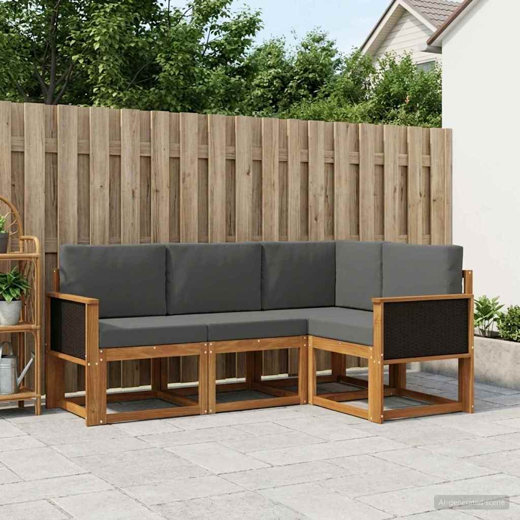 Set vanjskih sofa 4 pcs Prirodna i antracit Poliester