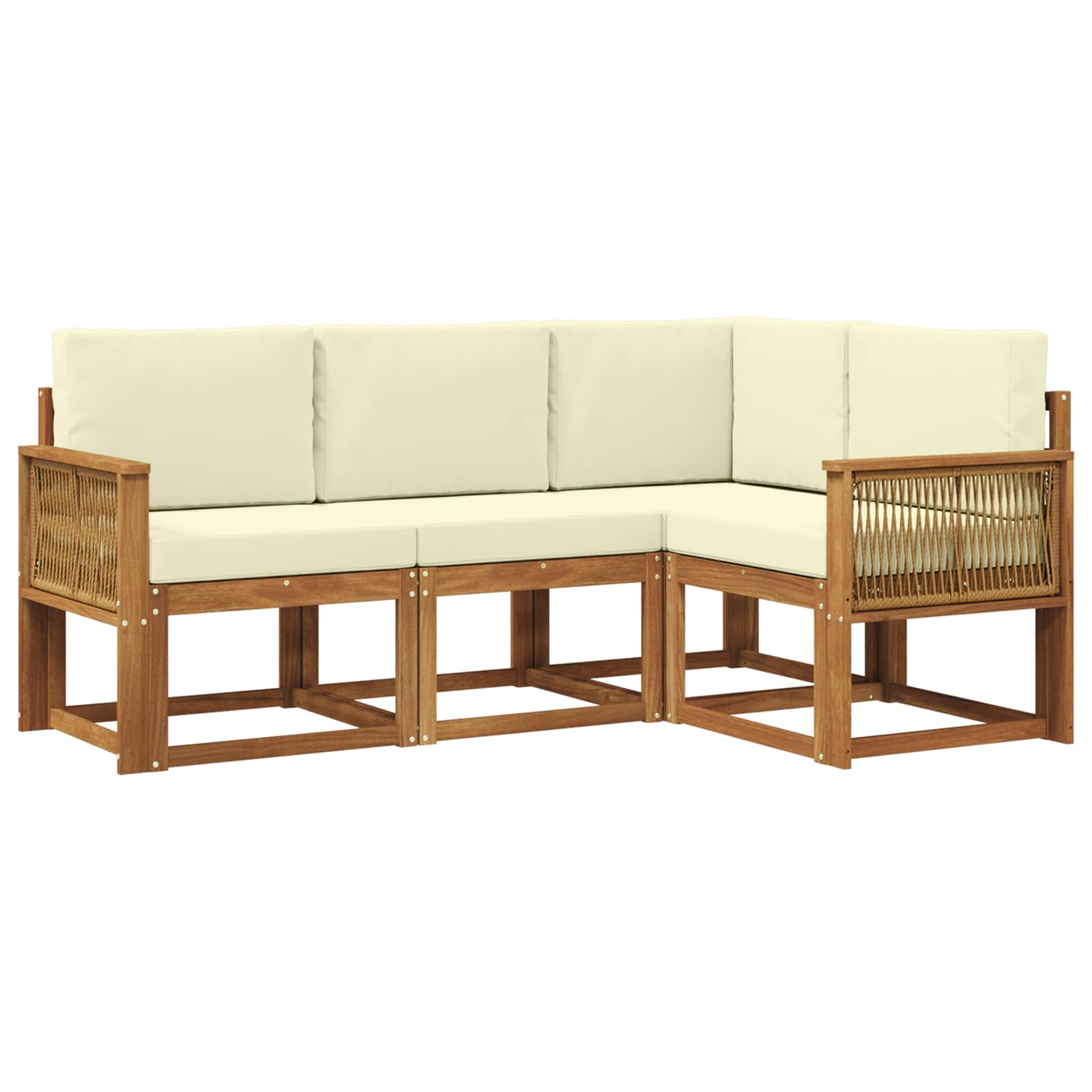 Set vanjskih sofa s jastukom 4 pcs Prirodna i krem Poliester