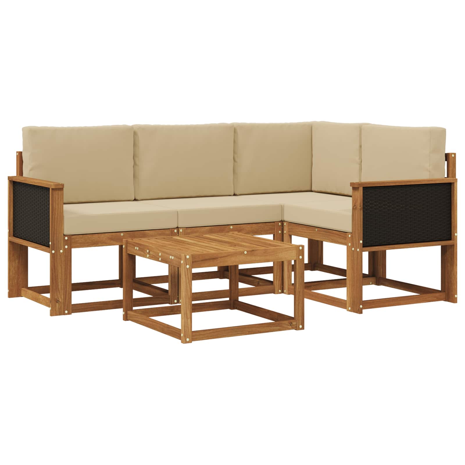 Set vanjskih sofa 5 pcs Prirodna i bež Poliester