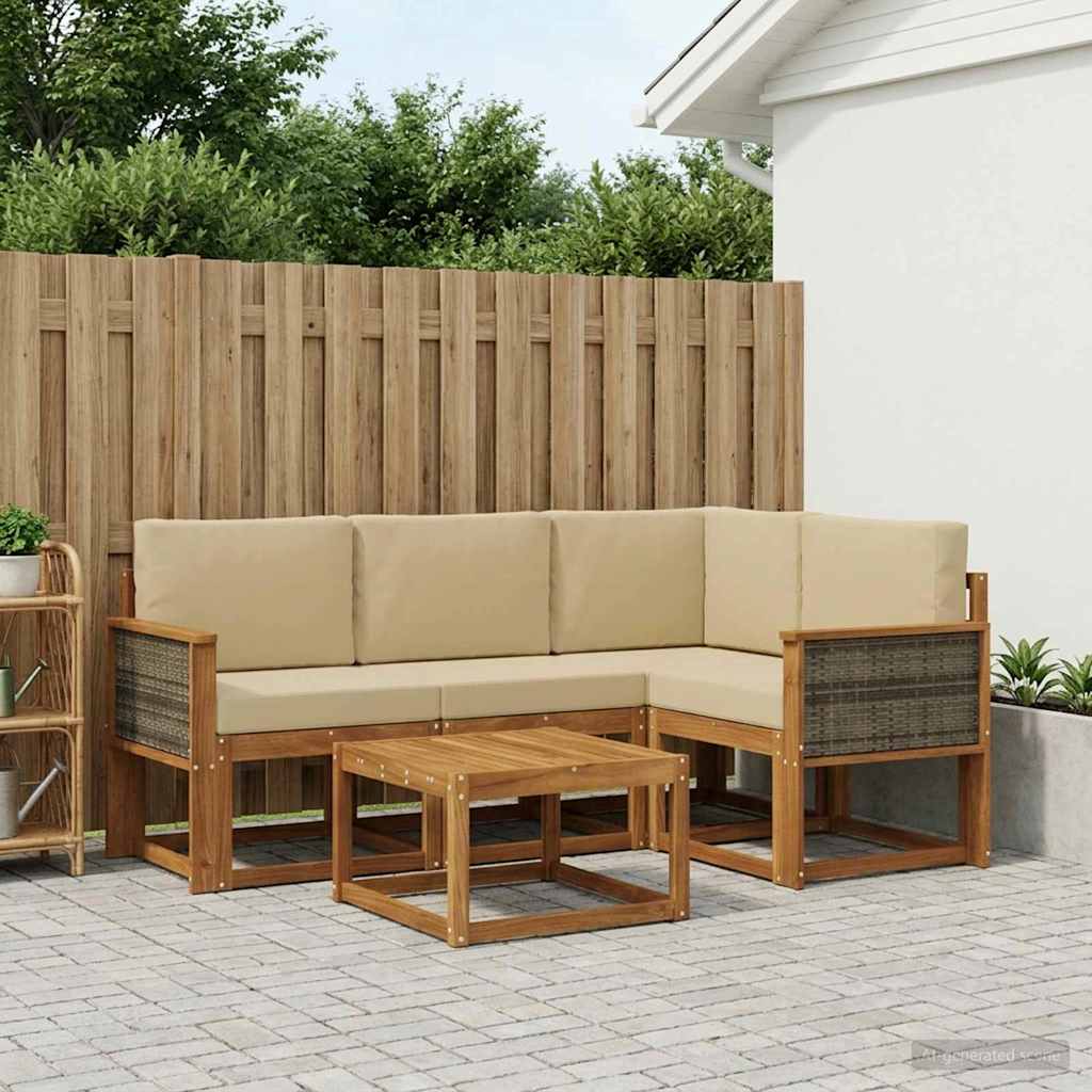 Set vanjskih sofa 5 pcs Prirodna i bež Poliester