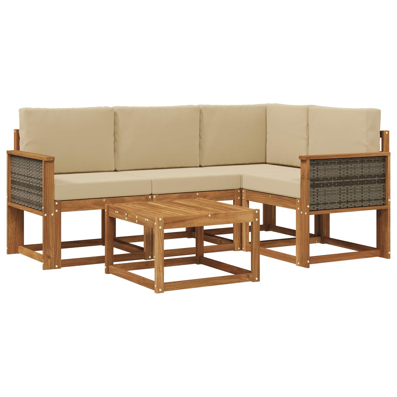 Set vanjskih sofa 5 pcs Prirodna i bež Poliester