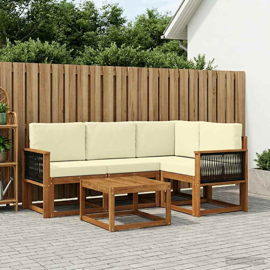 Set vanjskih sofa s jastukom 5 pcs Prirodna i krem Poliester