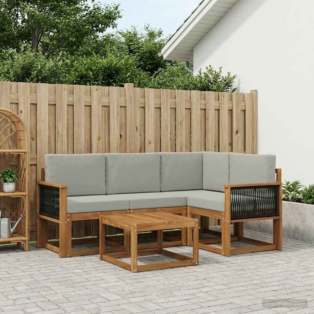 Set vanjskih sofa 5 pcs Prirodna i svjetlosiva Poliester