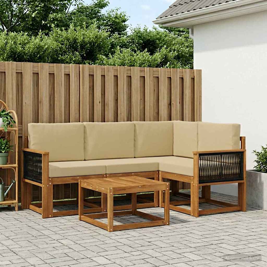 Set vanjskih sofa 5 pcs Prirodna i bež Poliester