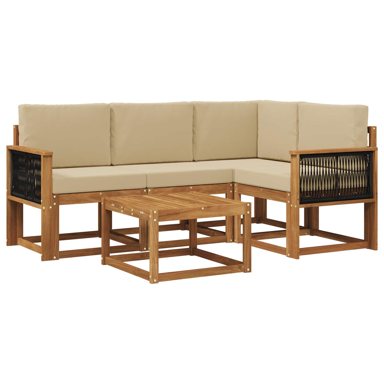 Set vanjskih sofa 5 pcs Prirodna i bež Poliester