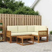 Set vanjskih sofa 5 kom. Prirodna i krem Poliester