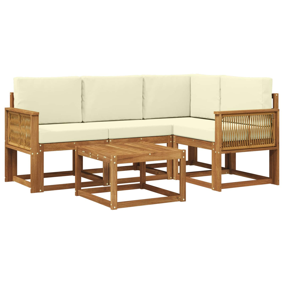 Set vanjskih sofa 5 kom. Prirodna i krem Poliester