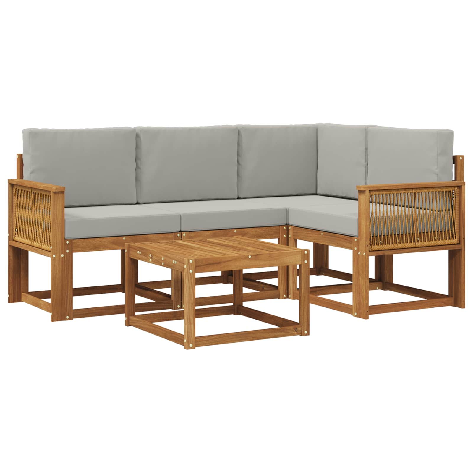 Set vanjskih sofa 5 pcs Prirodna i svjetlosiva Poliester