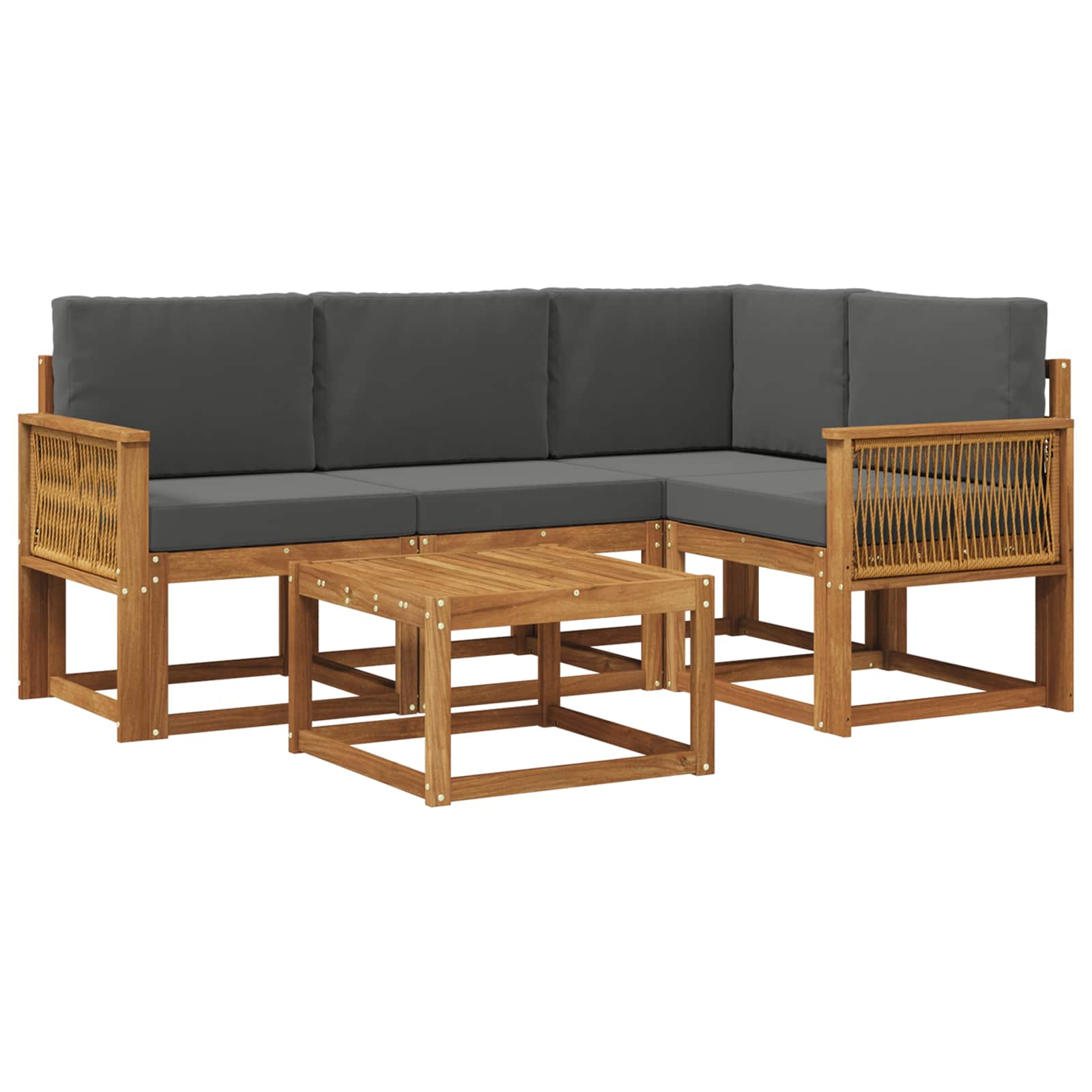 Set vanjskih sofa 5 kom. Prirodna i antracit Poliester