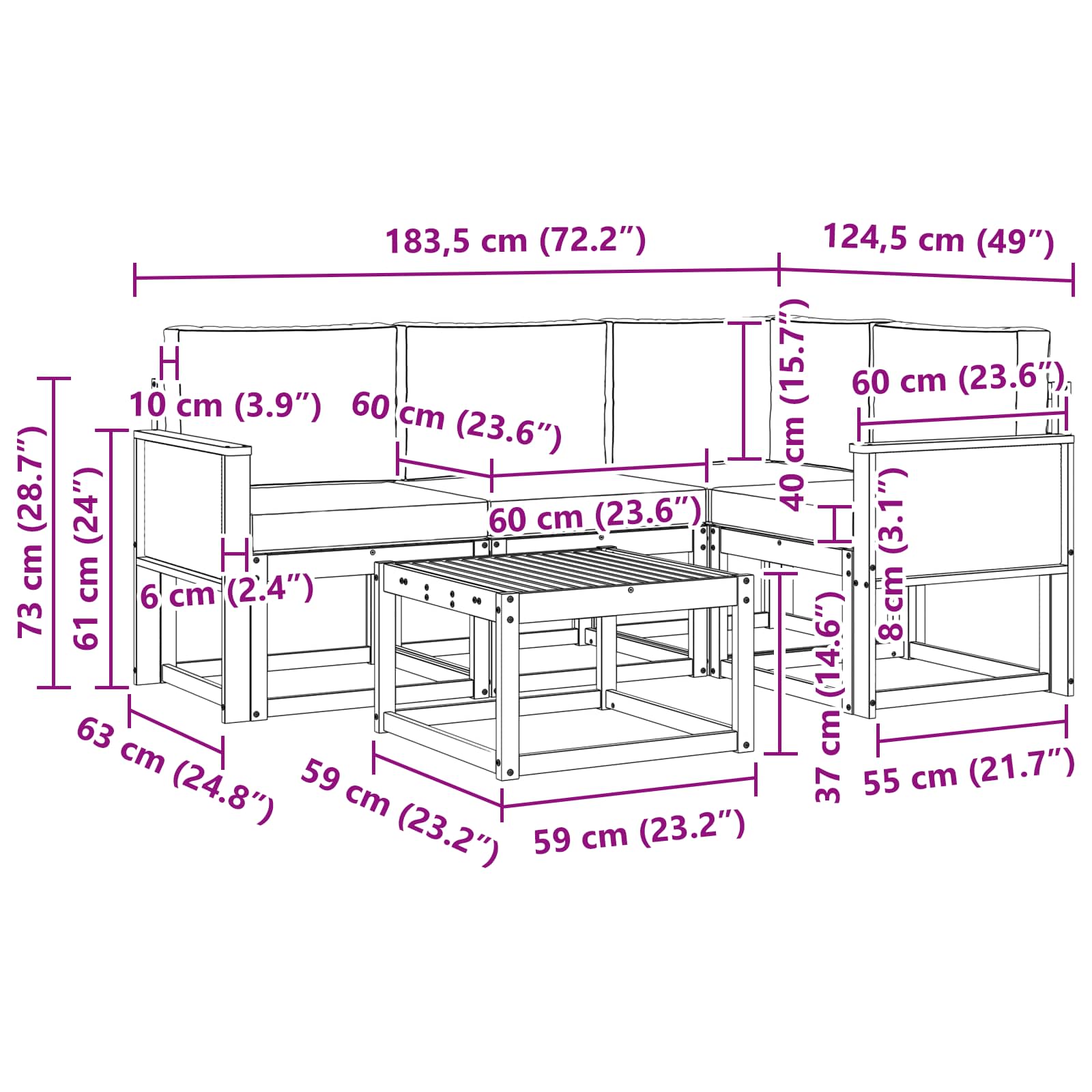 Set vanjskih sofa 5 kom. Prirodna i antracit Poliester