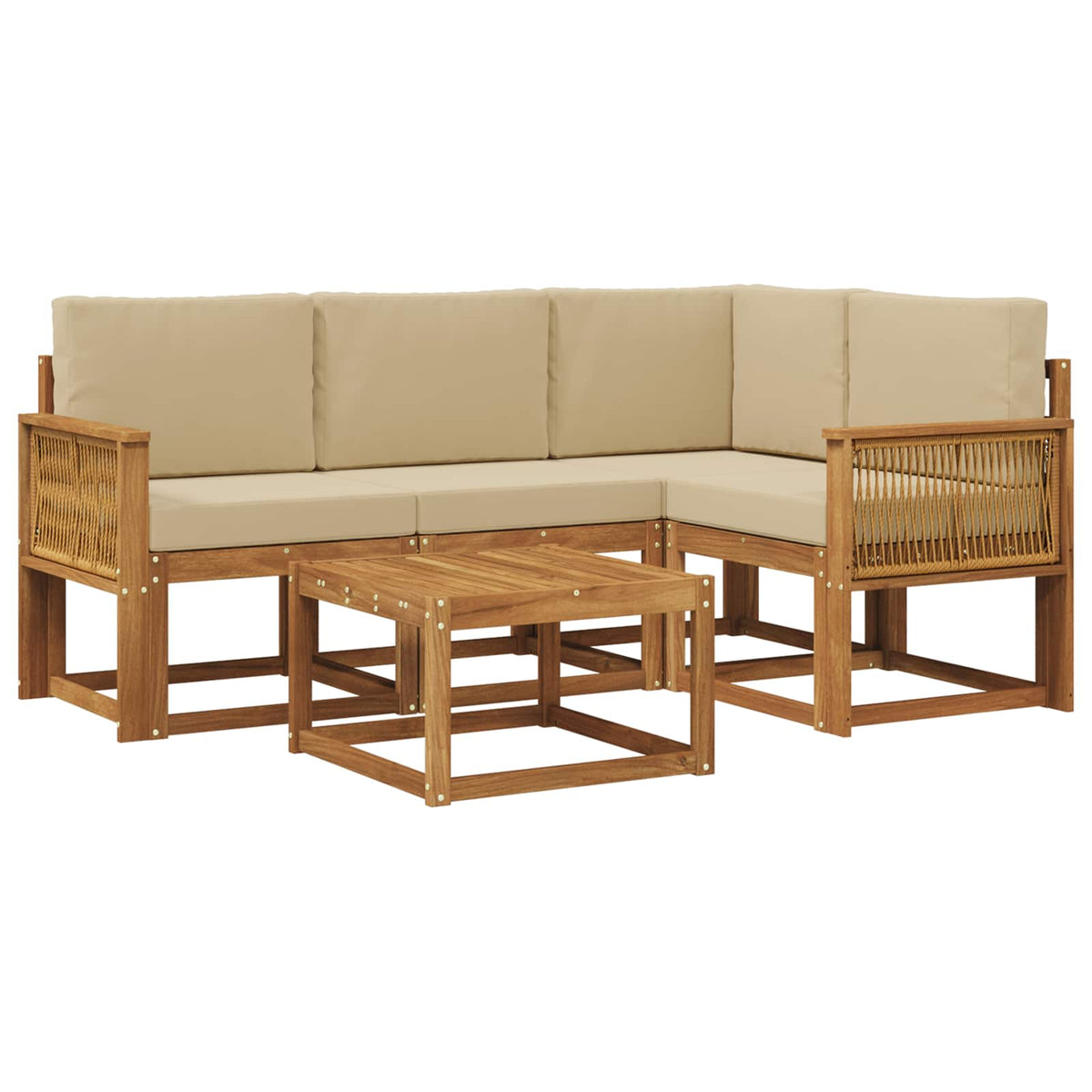 Set vanjskih sofa 5 kom. Prirodna i bež Poliester