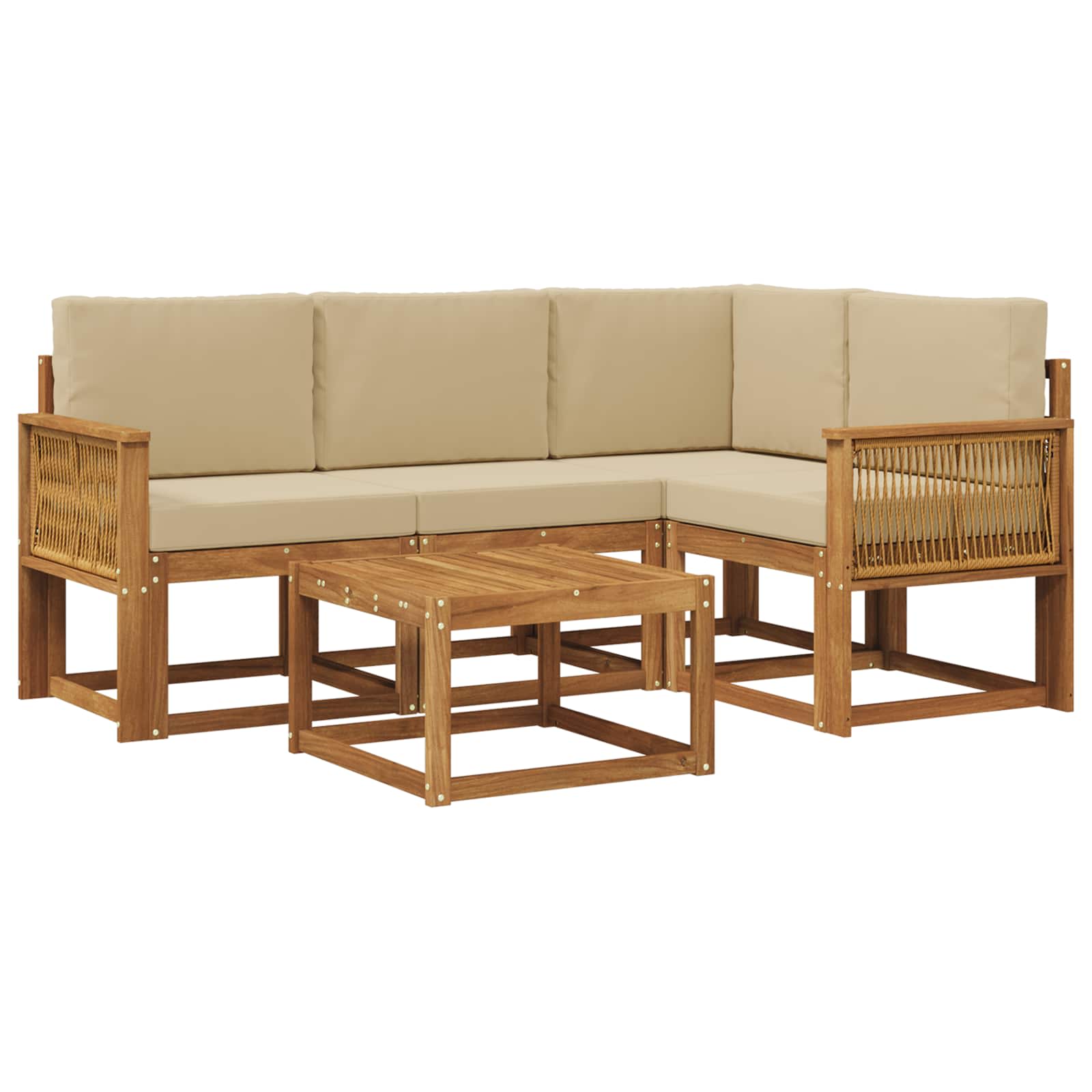 Set vanjskih sofa 5 pcs Prirodna i bež Poliester