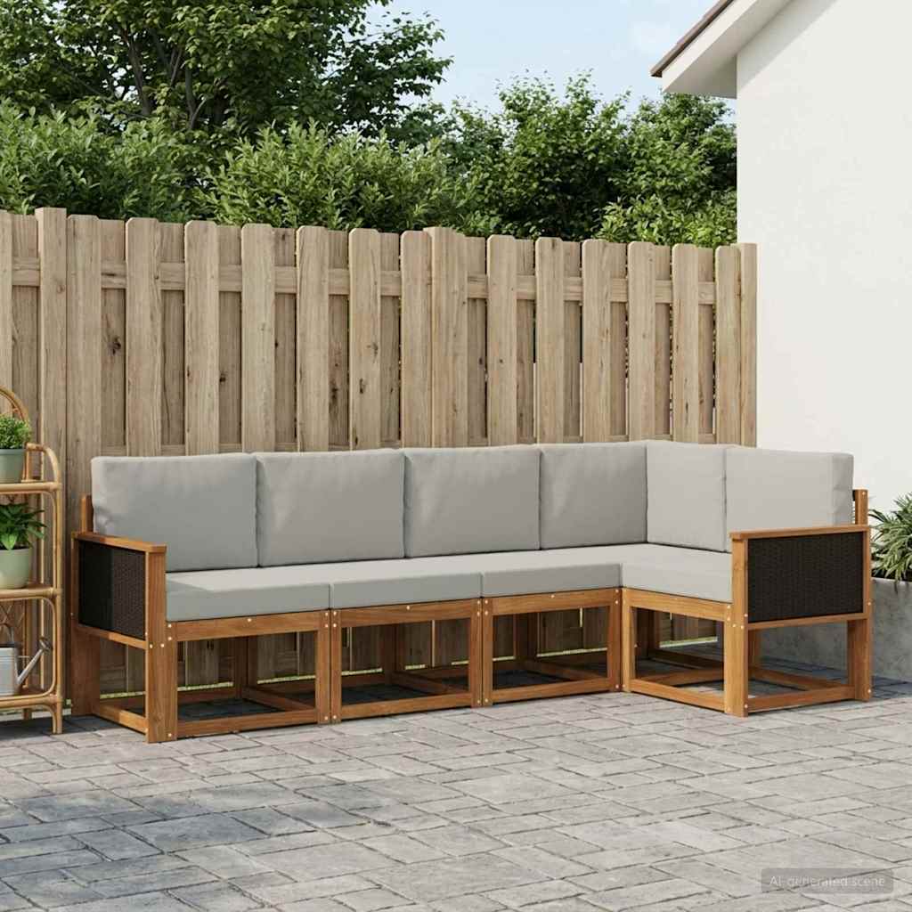Set vanjskih sofa 5 pcs Prirodna i svjetlosiva Poliester