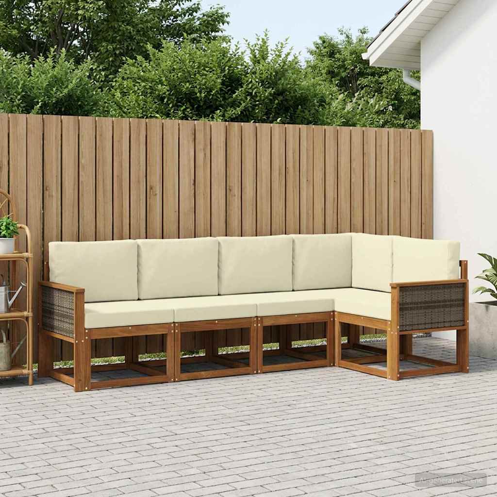 Set vanjskih sofa 5 pcs Prirodna i krem Poliester