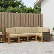 Set vanjskih sofa 5 kom. Prirodna i bež Poliester Smeđa 243 x 124,5 x 73 cm