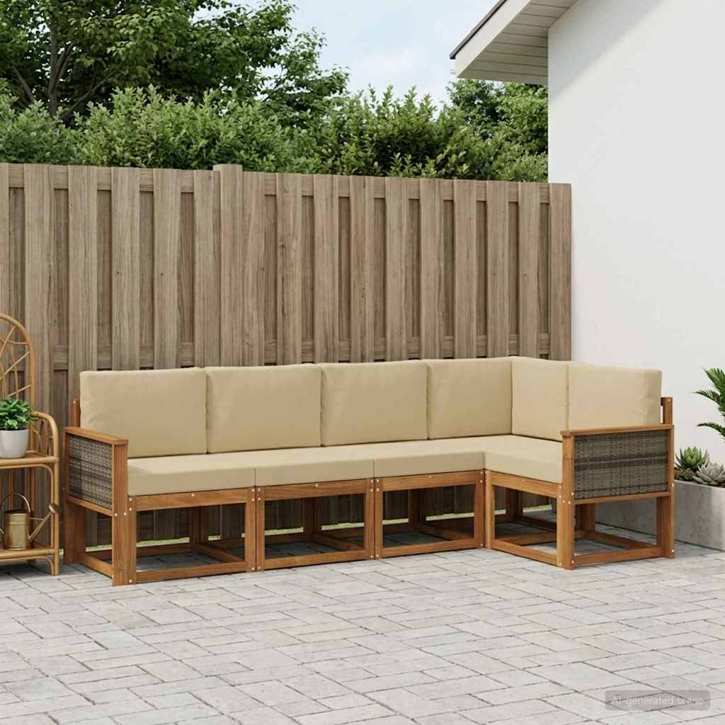 Set vanjskih sofa 5 pcs Prirodna i bež Poliester