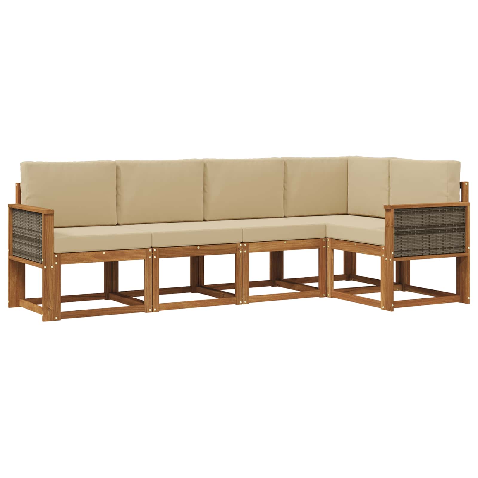 Set vanjskih sofa 5 pcs Prirodna i bež Poliester
