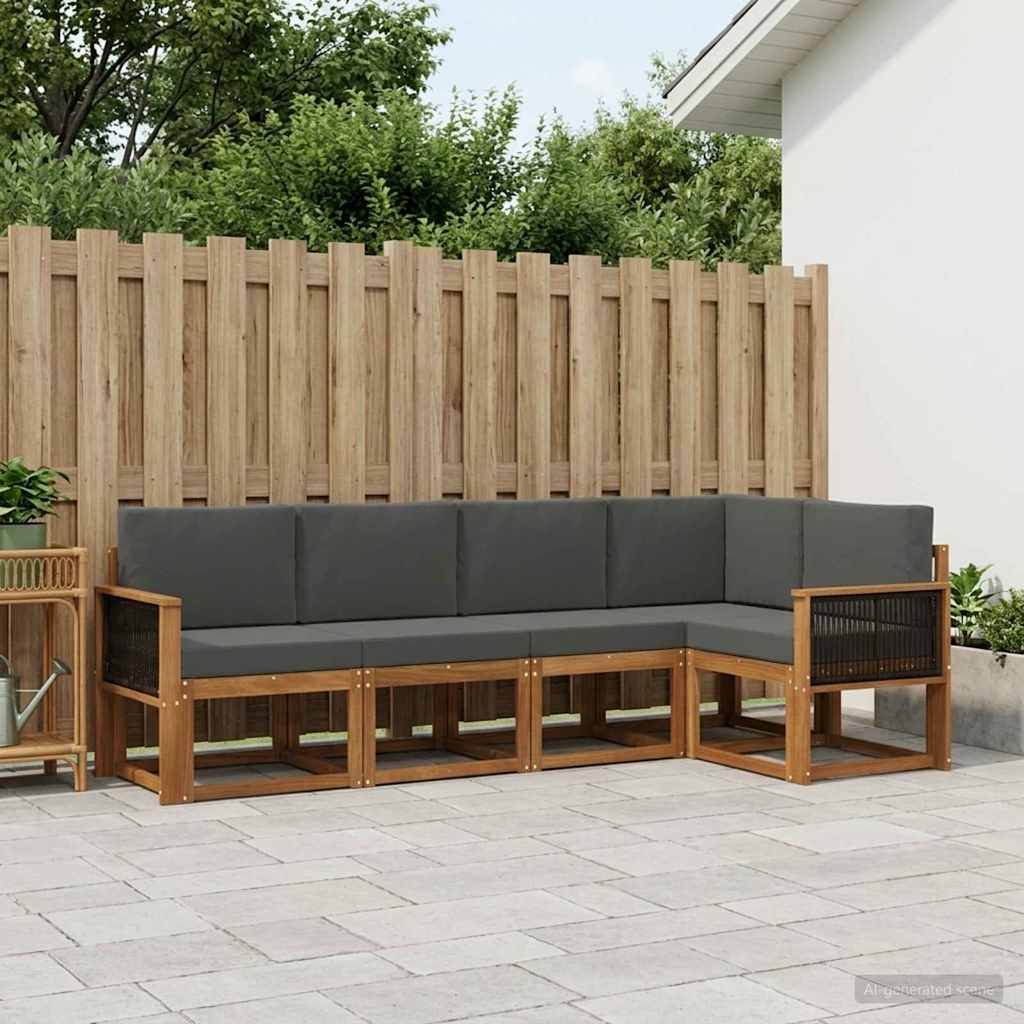 Set vanjskih sofa 5 pcs Prirodna i antracit Poliester