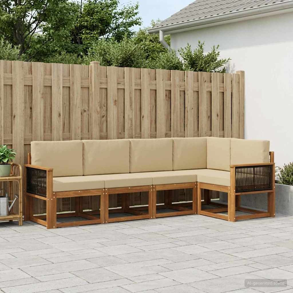Set vanjskih sofa 5 pcs Prirodna i bež Poliester