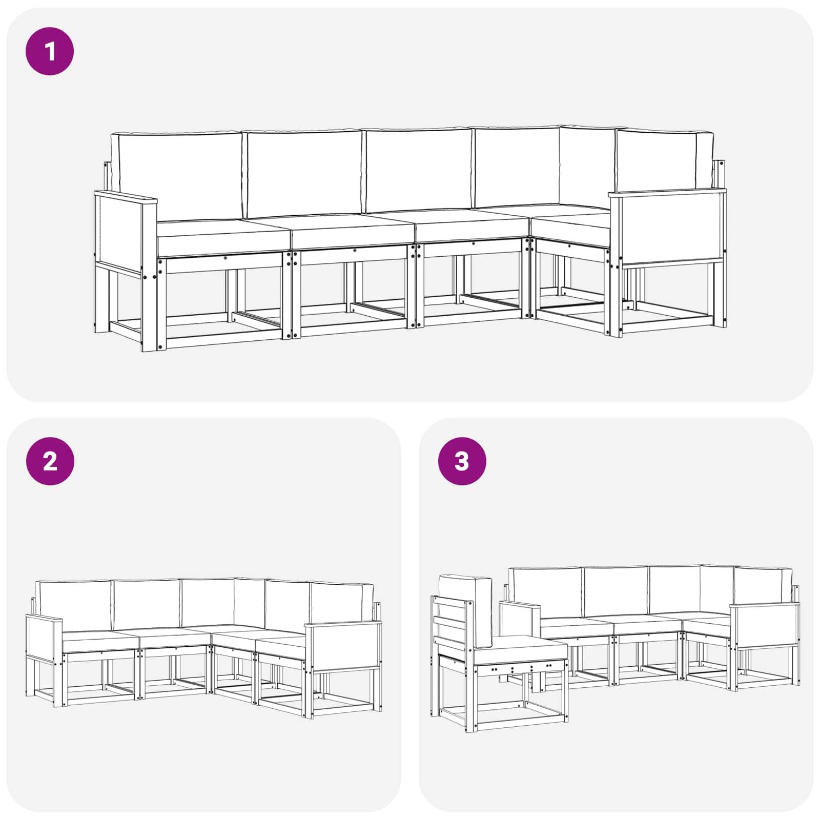 Set vanjskih sofa 5 pcs Prirodna i svjetlosiva Poliester