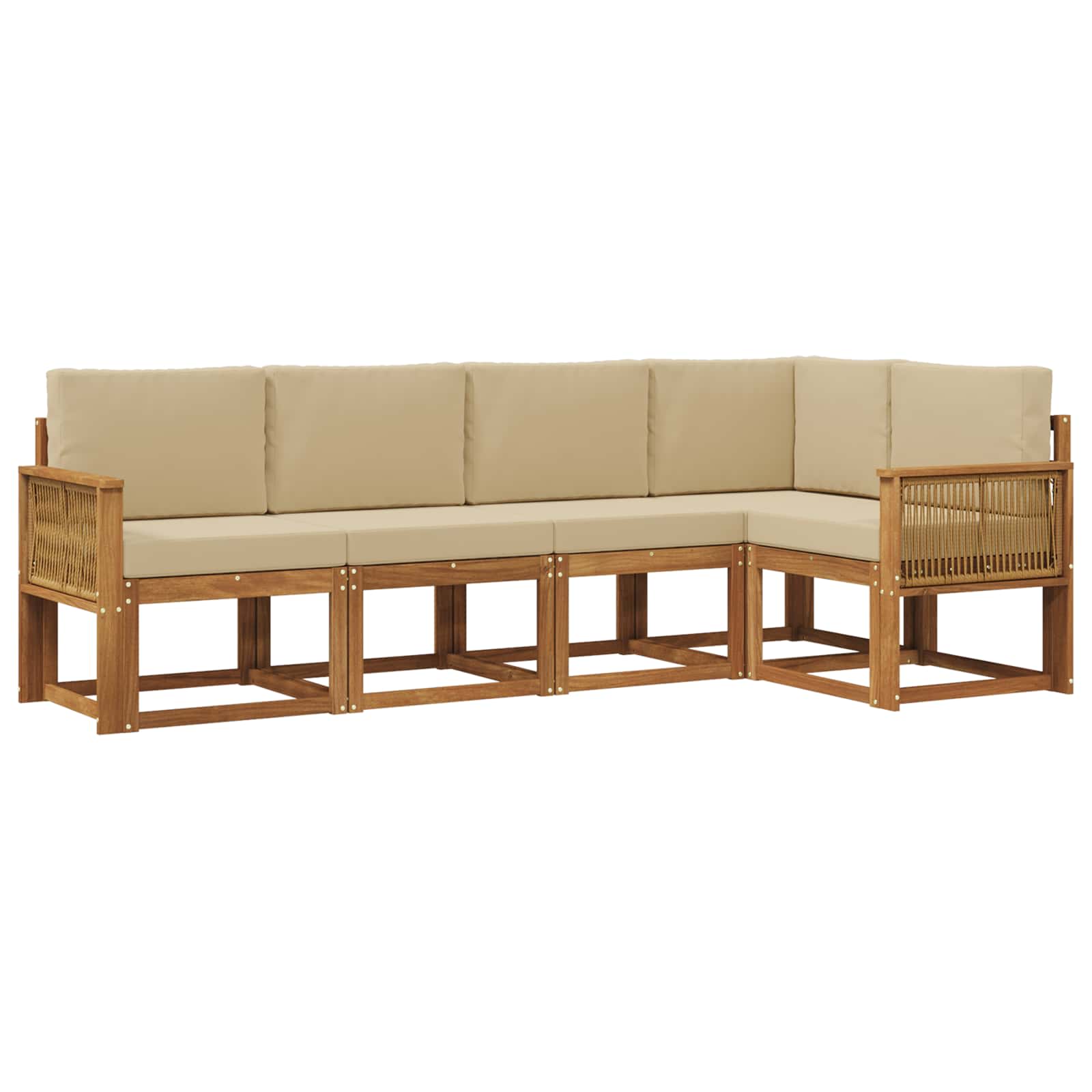 Set vanjskih sofa 5 pcs Prirodna i bež Poliester