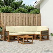 Set vanjskih sofa 6 pcs Prirodna i krem Čvrsto drvo akacije