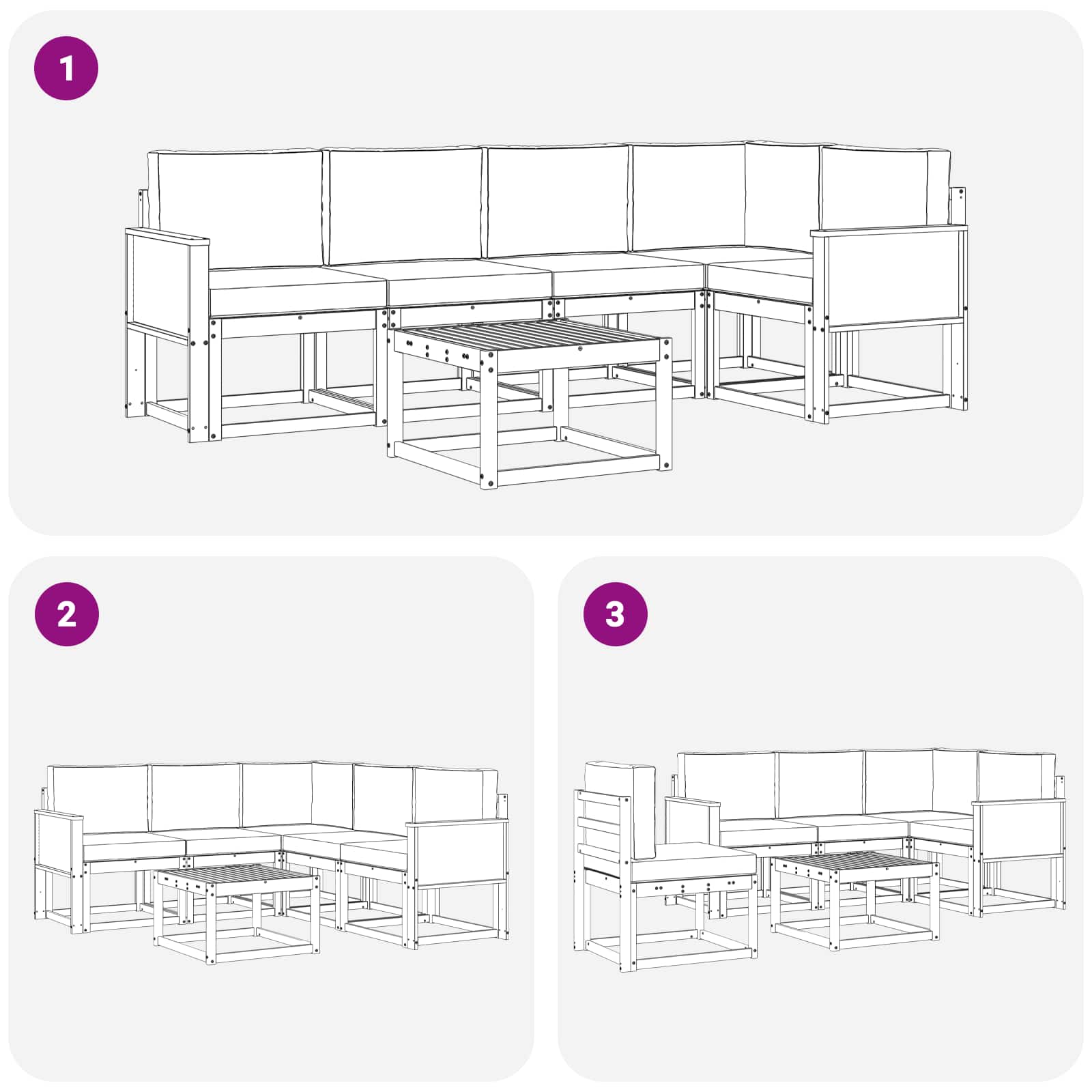 Set vanjskih sofa 6 pcs Prirodna i antracit Čvrsto drvo akacije