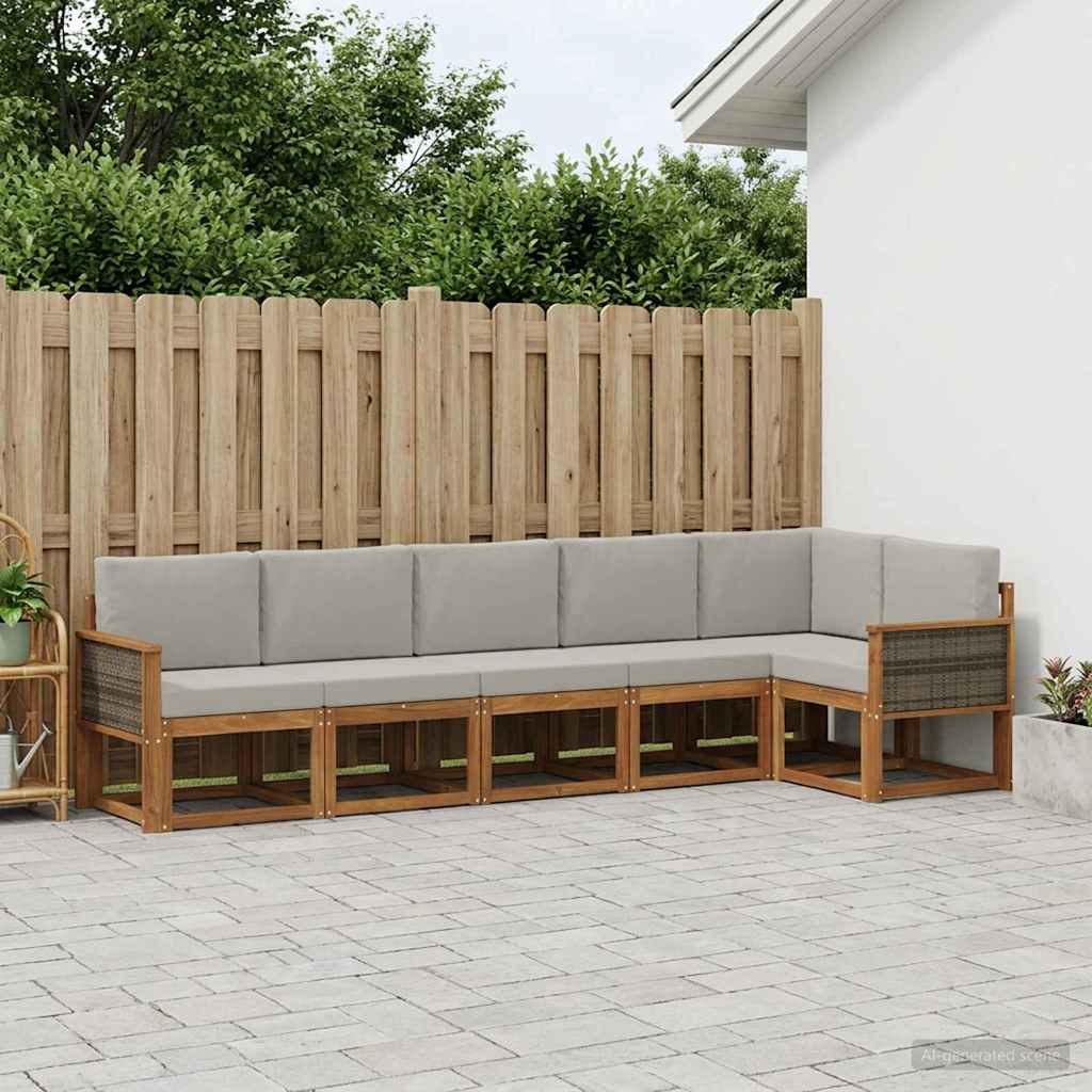 Set vanjskih sofa 6 pcs Prirodna i svjetlosiva Poliester