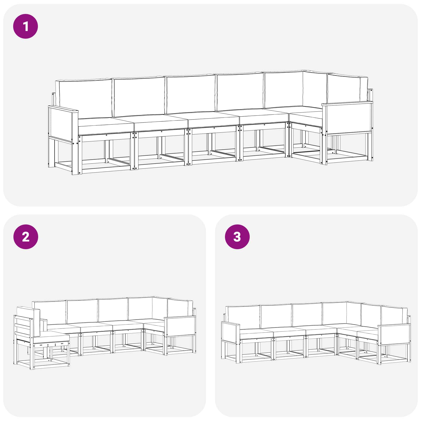 Set vanjskih sofa 6 pcs Prirodna i svjetlosiva Poliester
