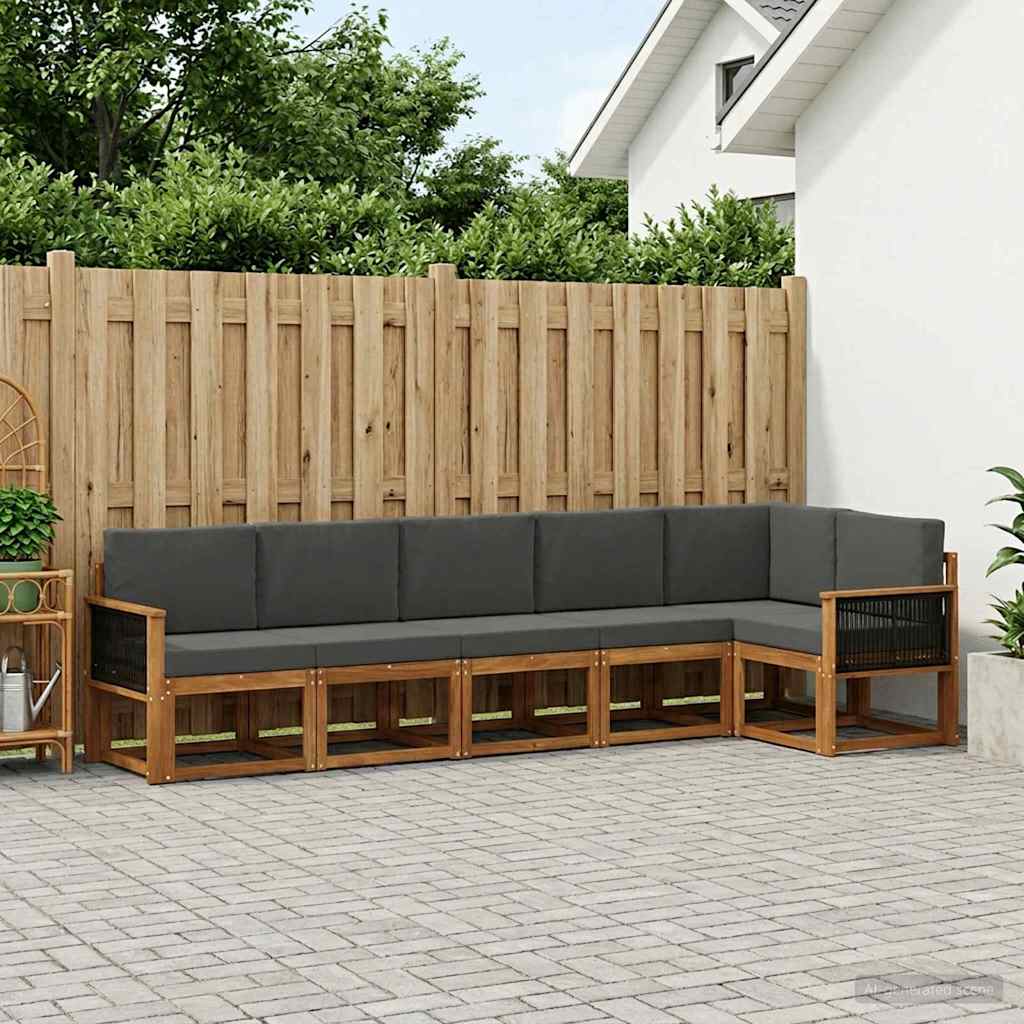 Set vanjskih sofa 6 pcs Prirodna i antracit Poliester