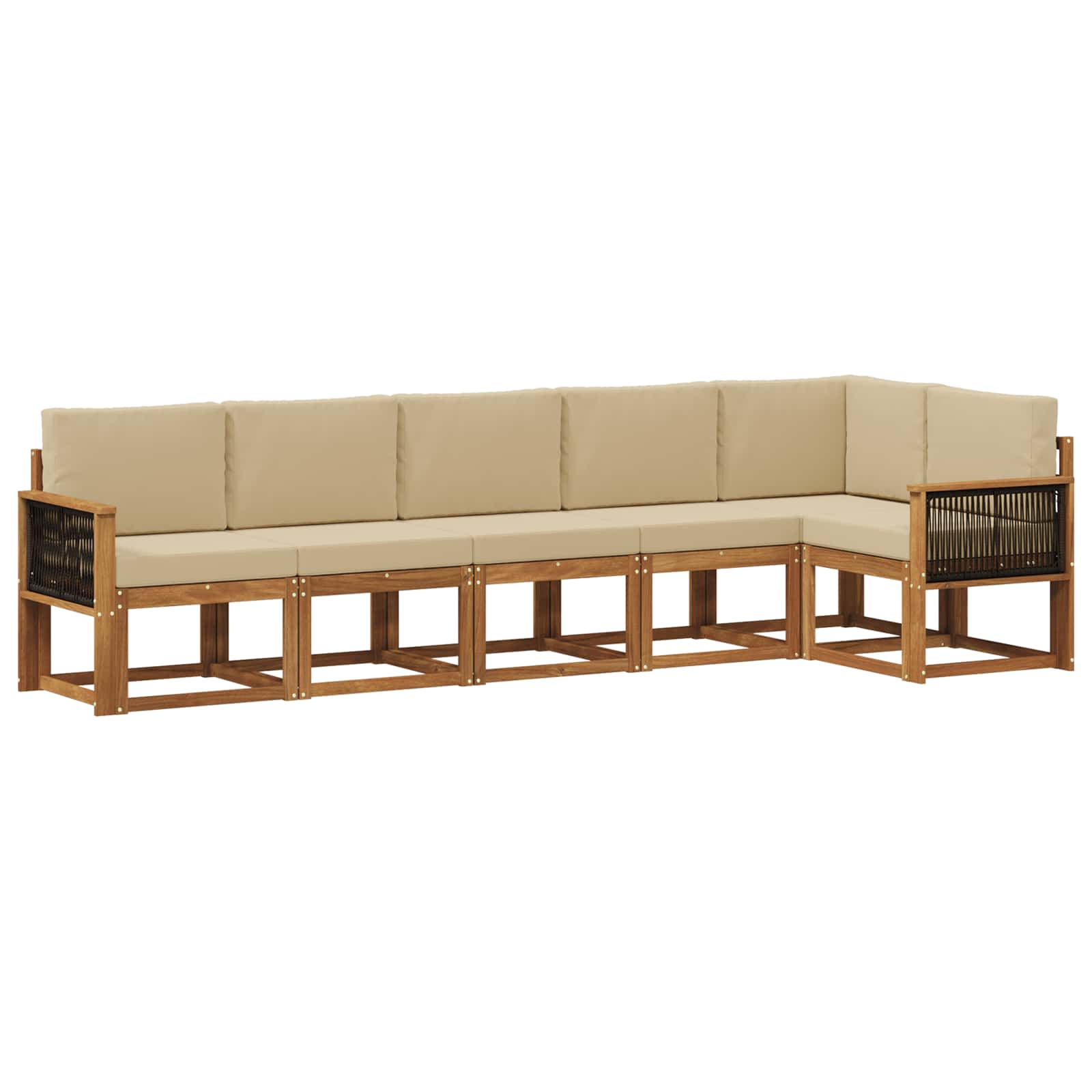 Set vanjskih sofa 6 kom. Prirodna i bež Poliester