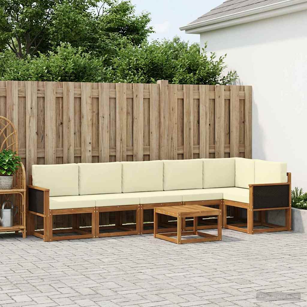 Set vanjskih sofa s jastukom 7 pcs Prirodna i krem Poliester