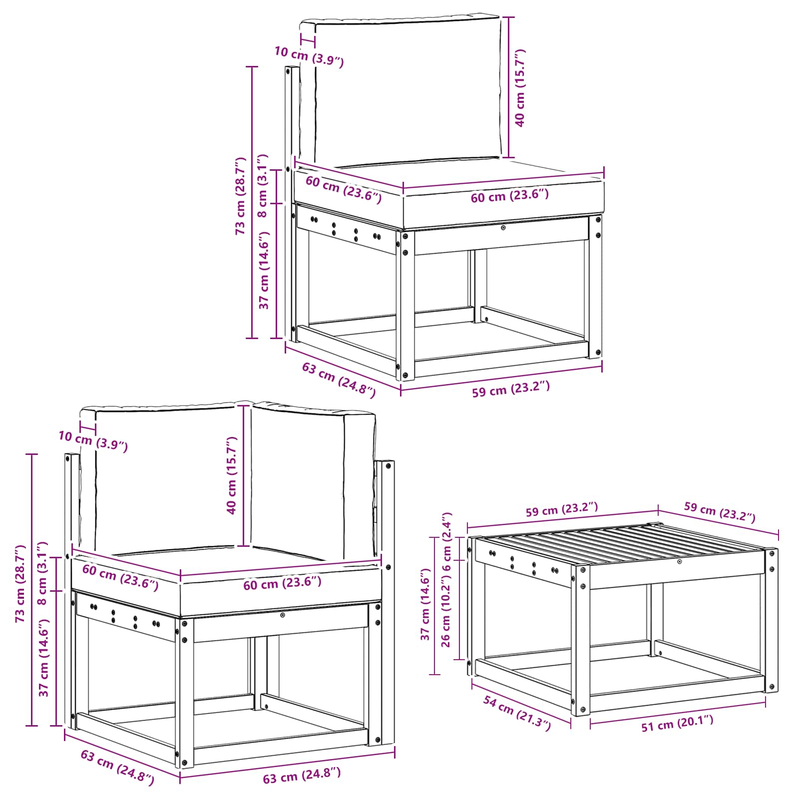 Set vanjskih sofa s jastukom 7 pcs Prirodna i krem Poliester