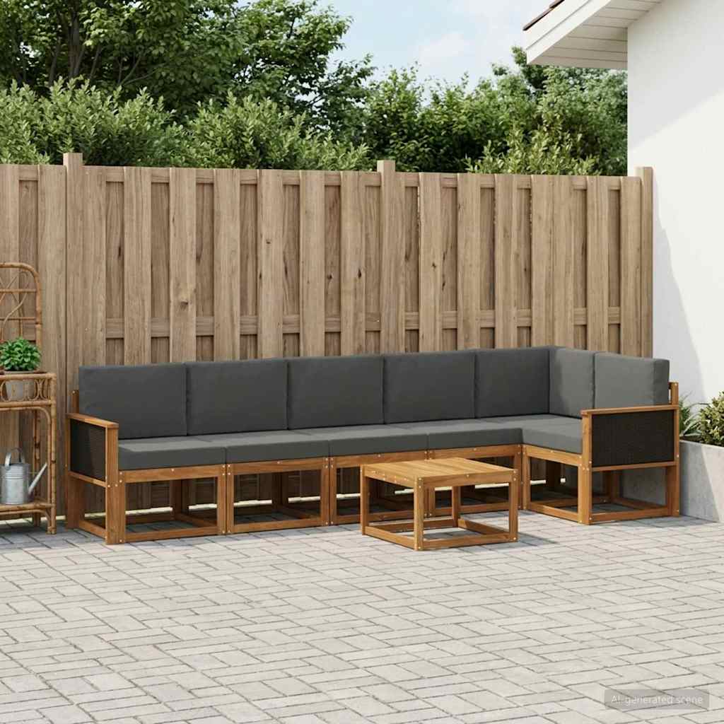 Set vanjskih sofa 7 kom. Prirodna i antracit Poliester